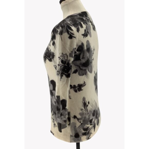 Talbots 100% Cashmere Audrey Sweater Super Soft Floral 3/4 Sleeve Women's MP - Picture 5 of 7